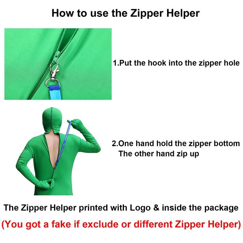Full Bodysuit With Zipper Helper Unisex Spandex Stretch Adult Costume Zentai Disappearing Man Body Suit (X-Large, Green) - Image 2